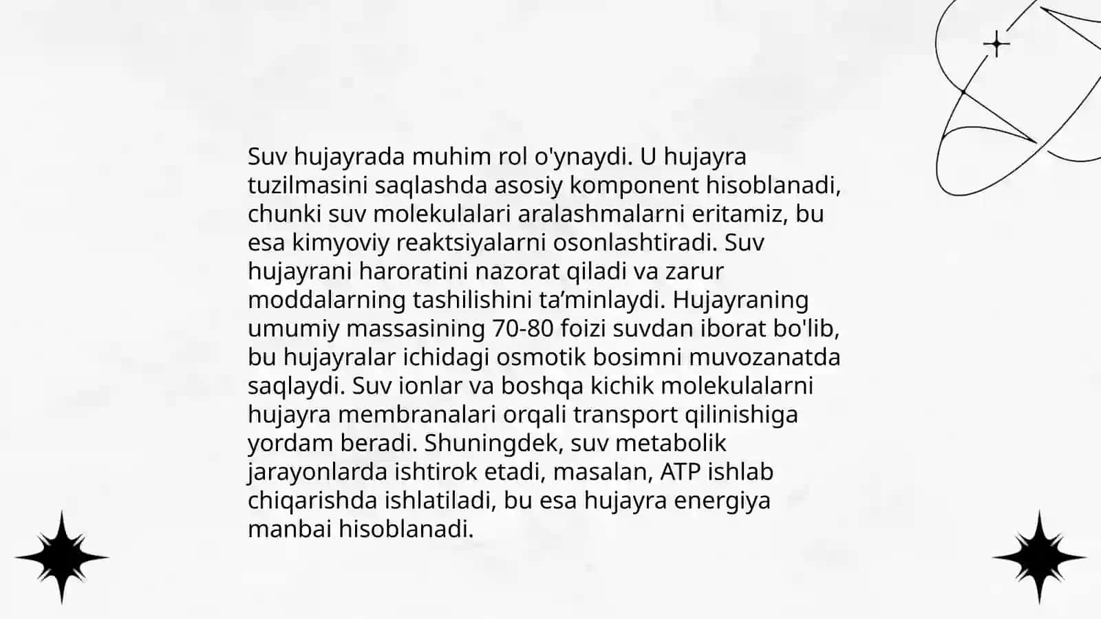 Hujayraning kimyoviy tarkibi. Asosiy zaxira moddalar va ularning moddalar almashinuvidagi vazifasi 4