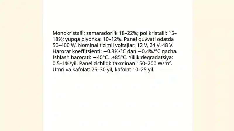 Quyosh paneli yordamida kichik quvvatli elektr taʼminot manbai yaratish 4