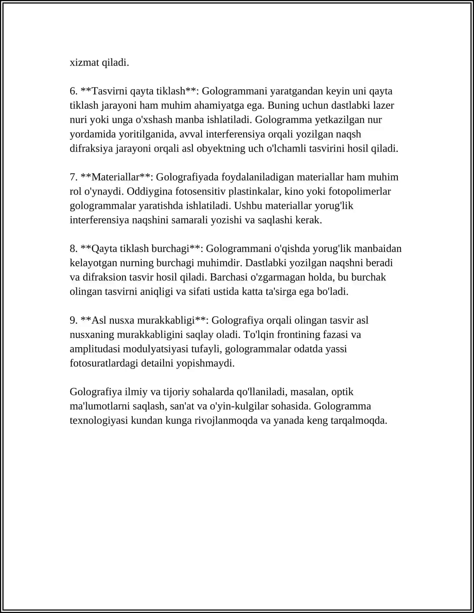 GOLOGRAFIYA PRINSIPI VA UNING QOLLANILISHI 4