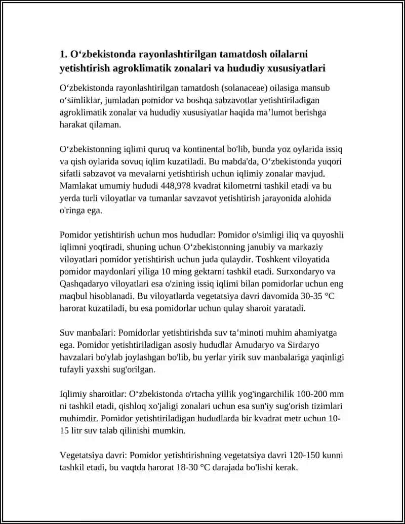 OʻZBEKISTONDA RAYONLASHTIRILGAN TAMATDOSH OILALARNI YETISHTIRISH TEXNOLOGIYASI 4