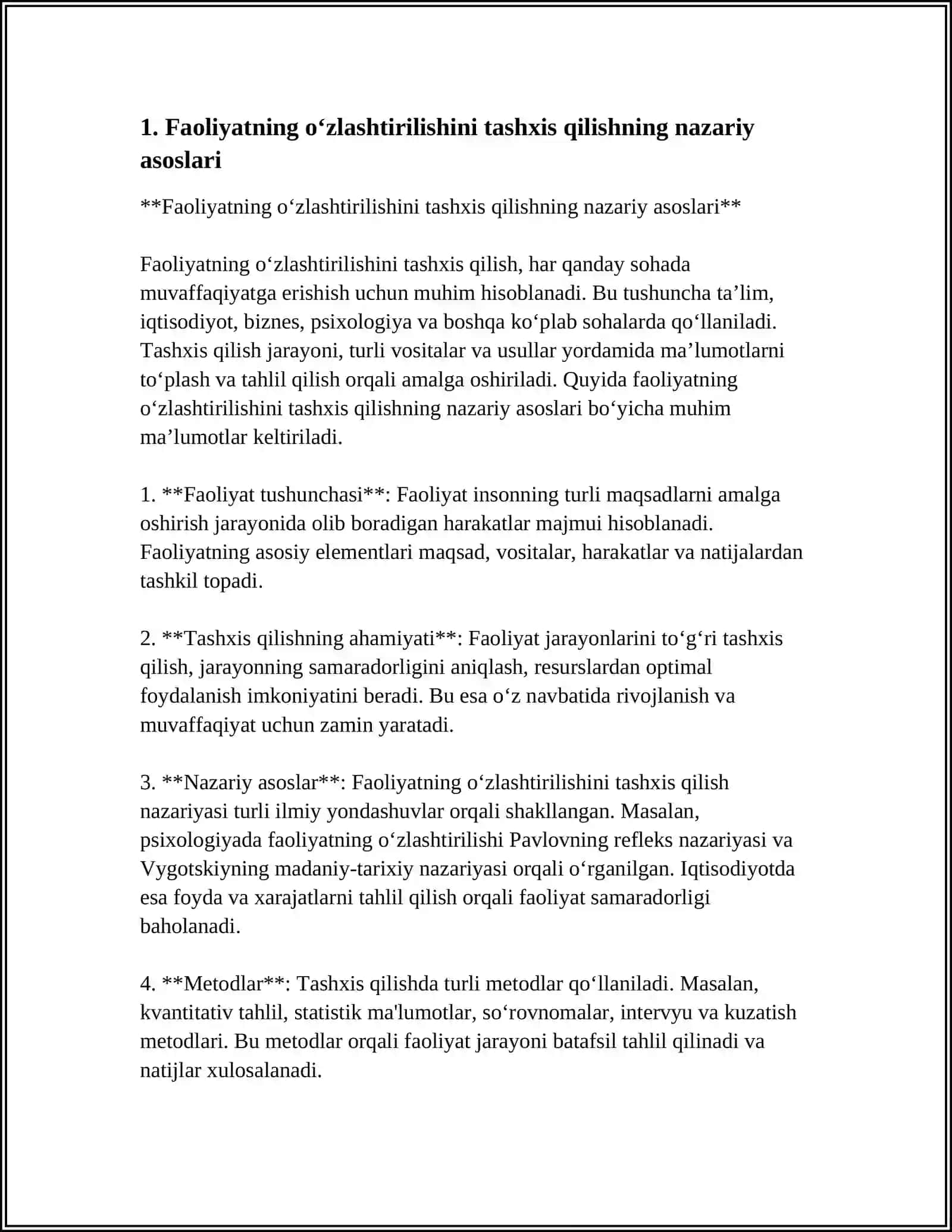 FAOLIYATNING OʻZLASHTIRILISHI VA MALAKALARNI EGALLASH BOʻYICHA TASHXIS QOʻYISH 4