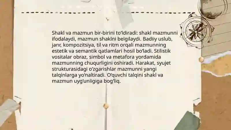 Badiiy asarda shakl va mazmun 4