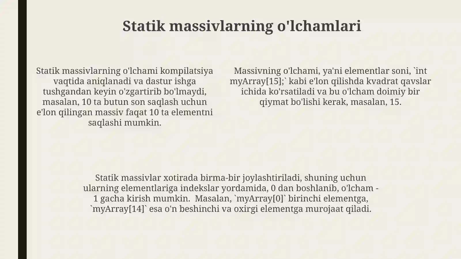 C++ dasturlashda statik massivlar 4