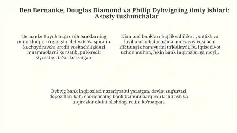 2022 yilda Nobel mukofotini olgan iqtisodchi olimlarningilmiyta'limotlari 4