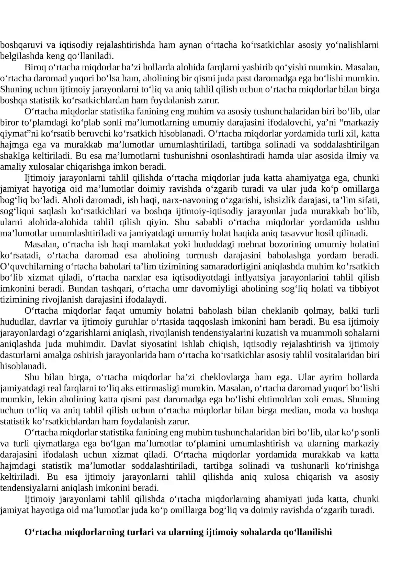 Oʻrtacha miqdorlar yordamida ijtimoiy jarayonlarni tahlil qilish 4
