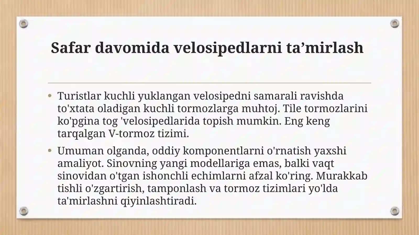 Safar davomida velosipedlarni ta’mirlash 4