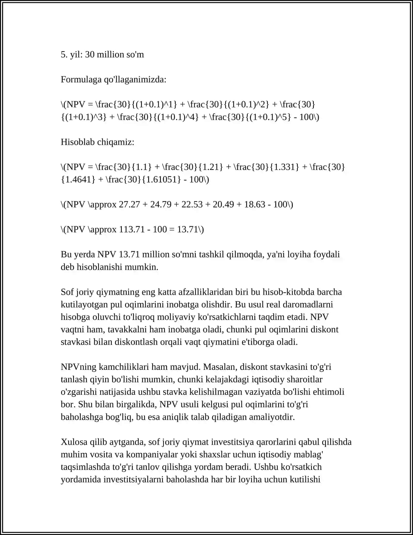 SOF JORIY QIYMAT QOIDASINING INVISTITSION QARORLAR QABUL QILISHDAGI ÒRNI VA AHAMIYATI 4