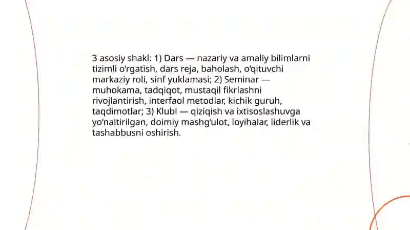 O‘quv-tarbiya ishlarini amalga oshirishning shakllari, turlari va mohiyati 4