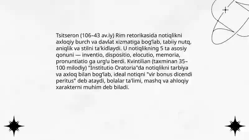 G'arb va Sharq allomalarining notiqlikka doir qarashlari 4