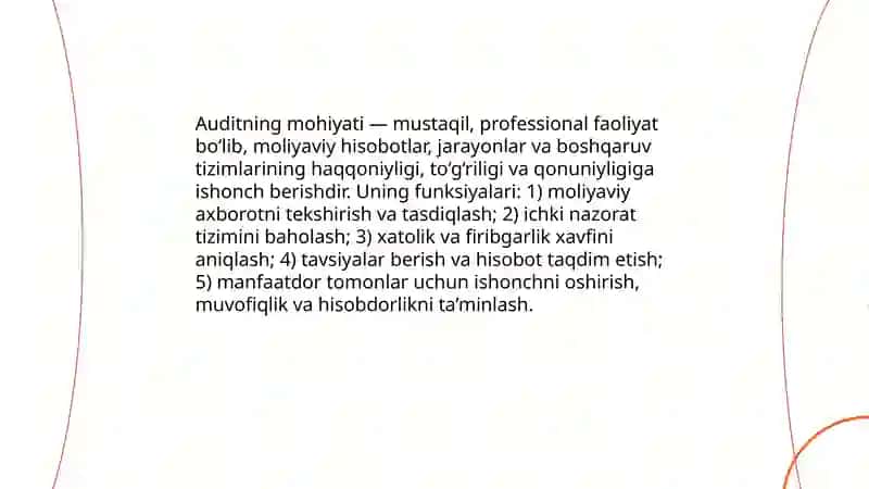 Audit fanining mazmuni va mohiyati xalqaro standartlarda belgilangan asosiy tamoyillari 4