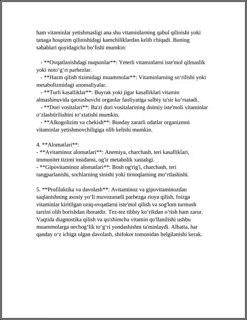 AVIMITANOZ VA GIPAVITAMINOZ 4