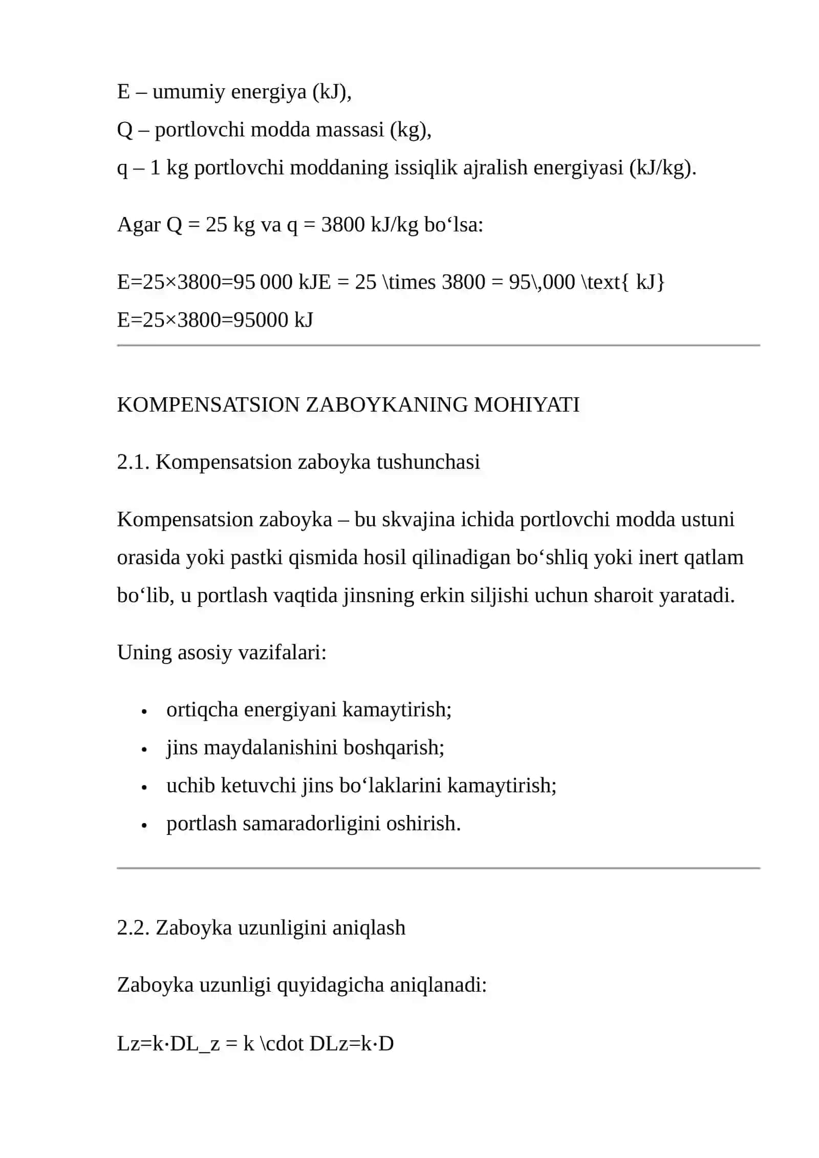 KOMPENSATSION ZABOYKA QO‘LLANILGANDA PORTLOVCHI MODDA SKVAJINA ZARYADI KONSTRUKSIYASI PARAMETRLARINI O‘RGANISH 4