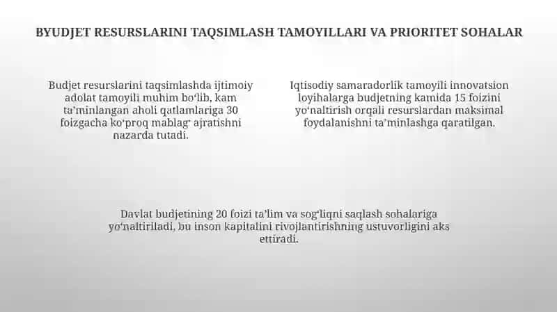 Iqtisodiyottarmoqlarioʻrtasida davlat byudjeti resurslarining taqsimlanishi 4