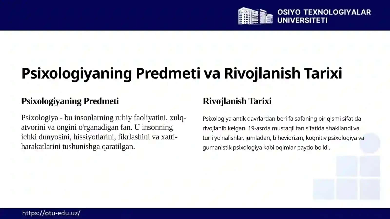 Psixologiya fanining predmeti va rivojlanish tarixi 4