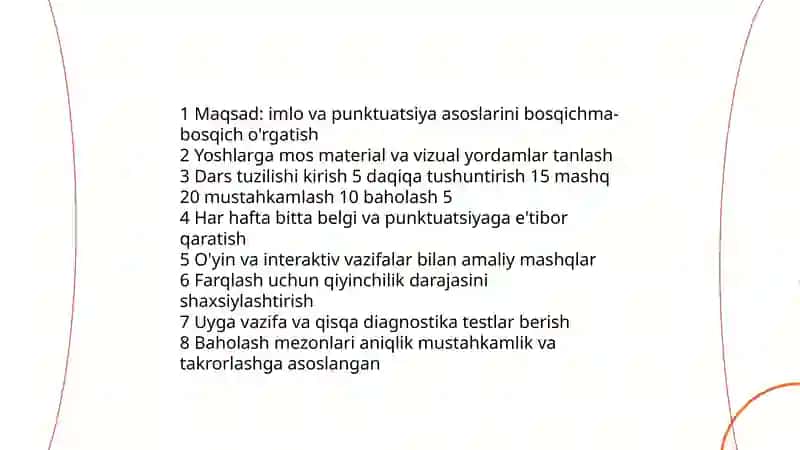 Boshlangʻich ta'limda imloviy va punktuatsion savodxonlikni oshirish boʻyicha tavsiyalar ishlab chiqish Muxlisa Mehriddinova 4