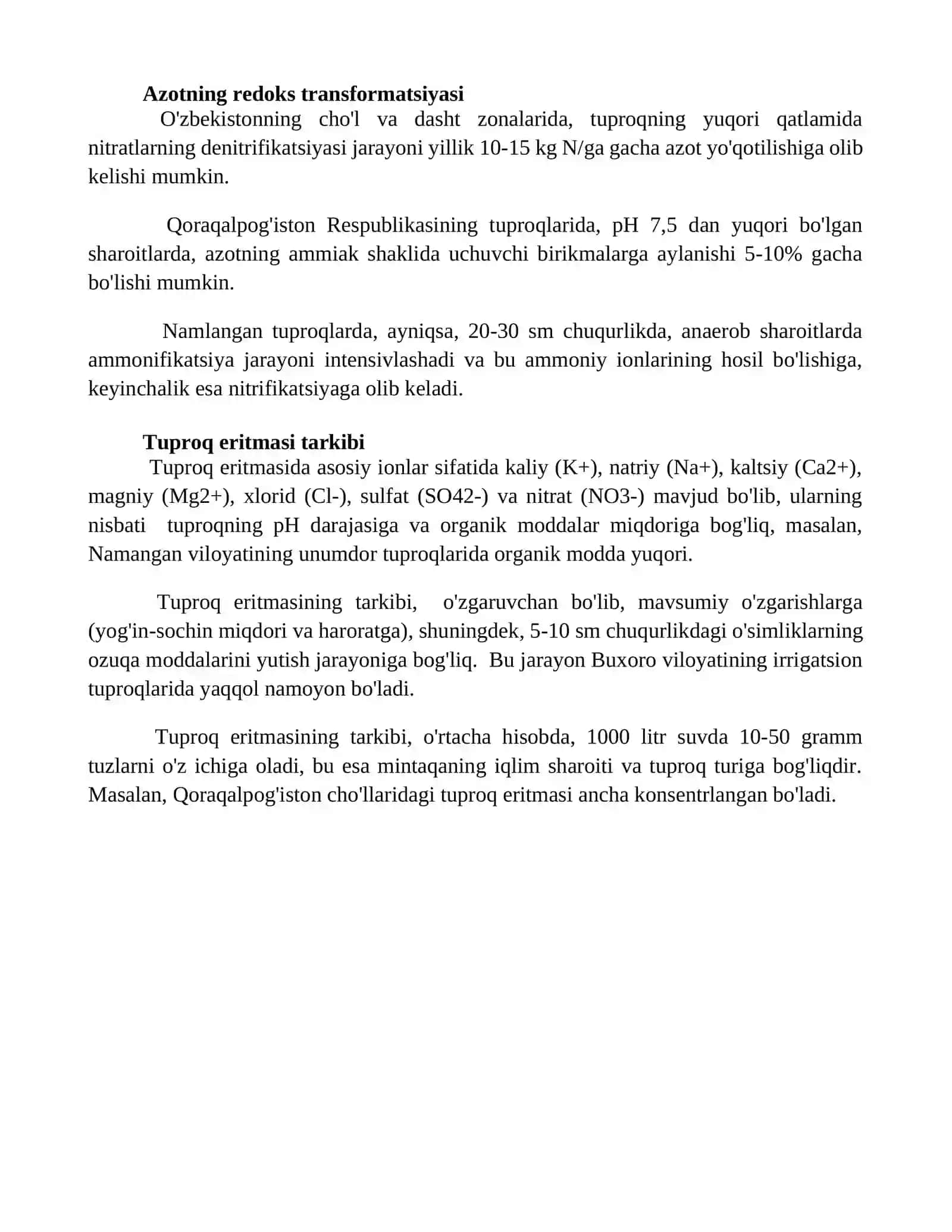Тупроқ эритмаси ва тупроқдаги окисли-қайтарилиш жараёнлари 4