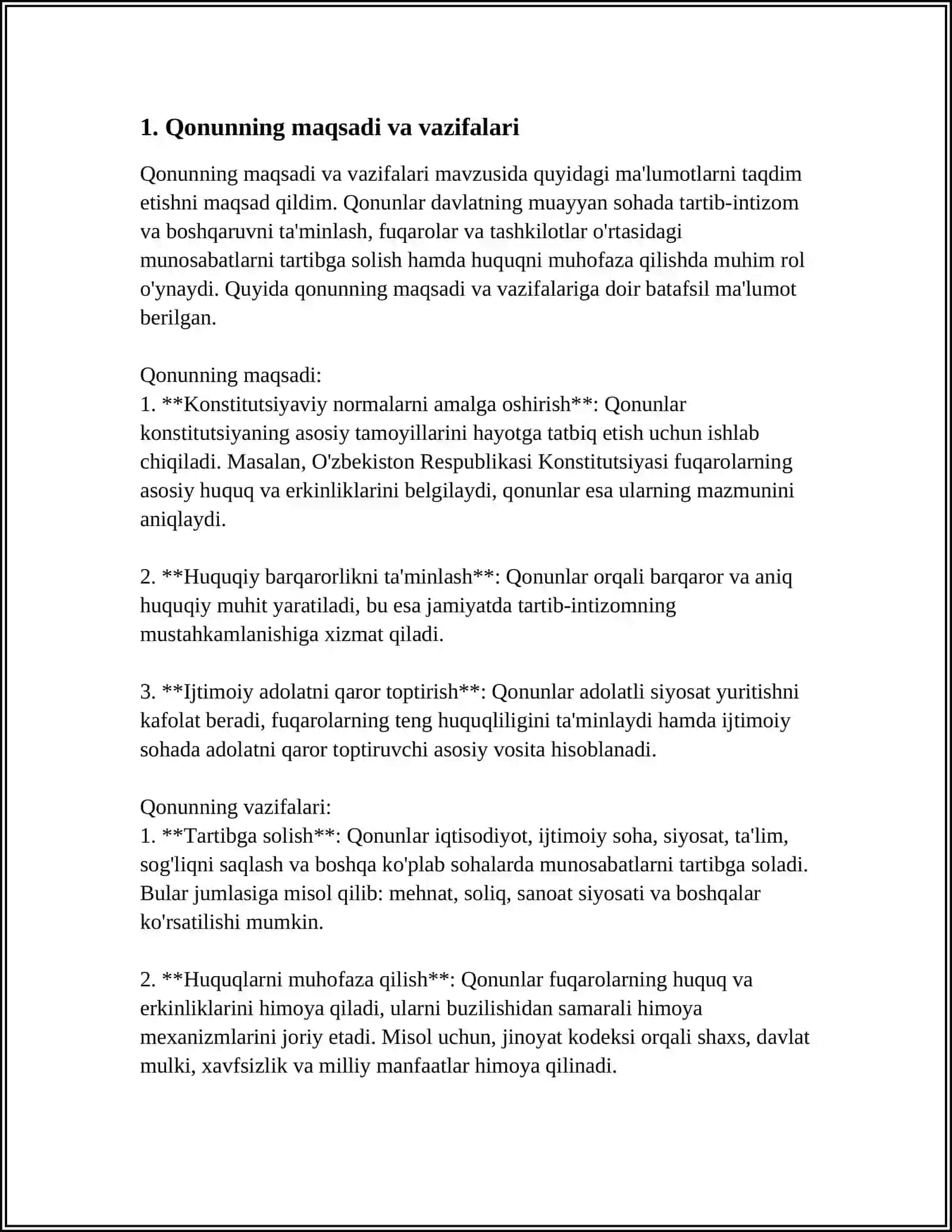 HAYVONOT DUNYOSINI MUHOFAZA QILISH TO'G'RISIDAGI O'ZBEKISTON RESPUBLIKASI QONUNI 4