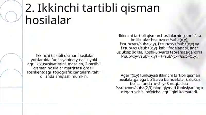 Ikki O'zgaruvchan Funksiyalar Hosilalari 4