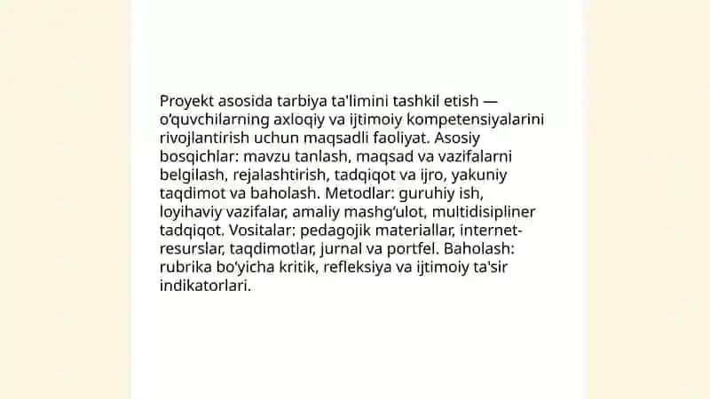 Tarbiya fanini o'qitish metod va vositalari 4