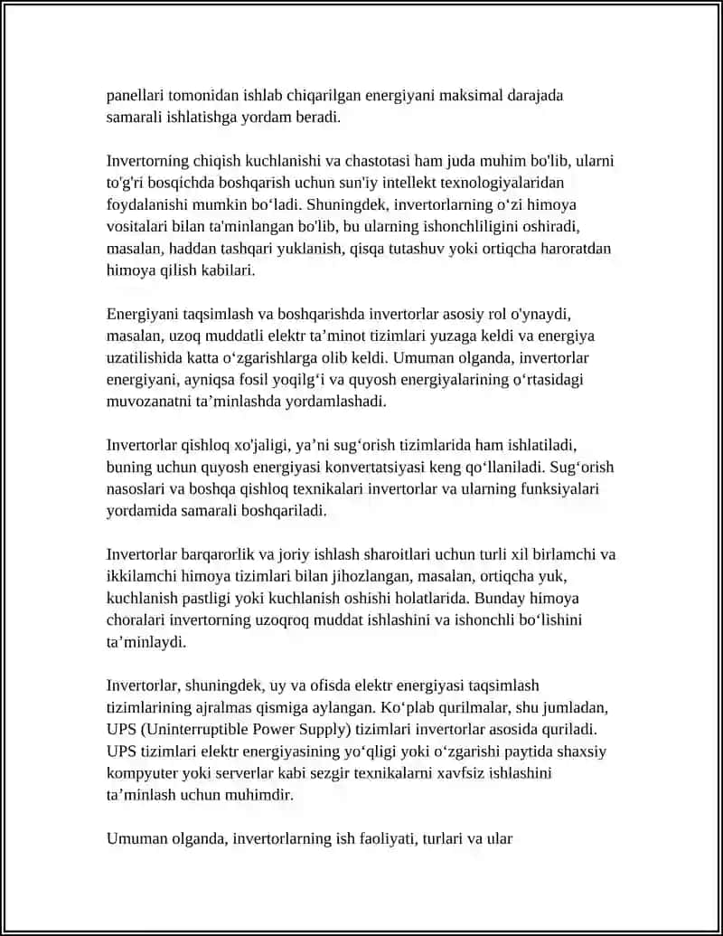 Mavzu: “INVERTOR VA KONVERTORLAR VAZIFASI” 4