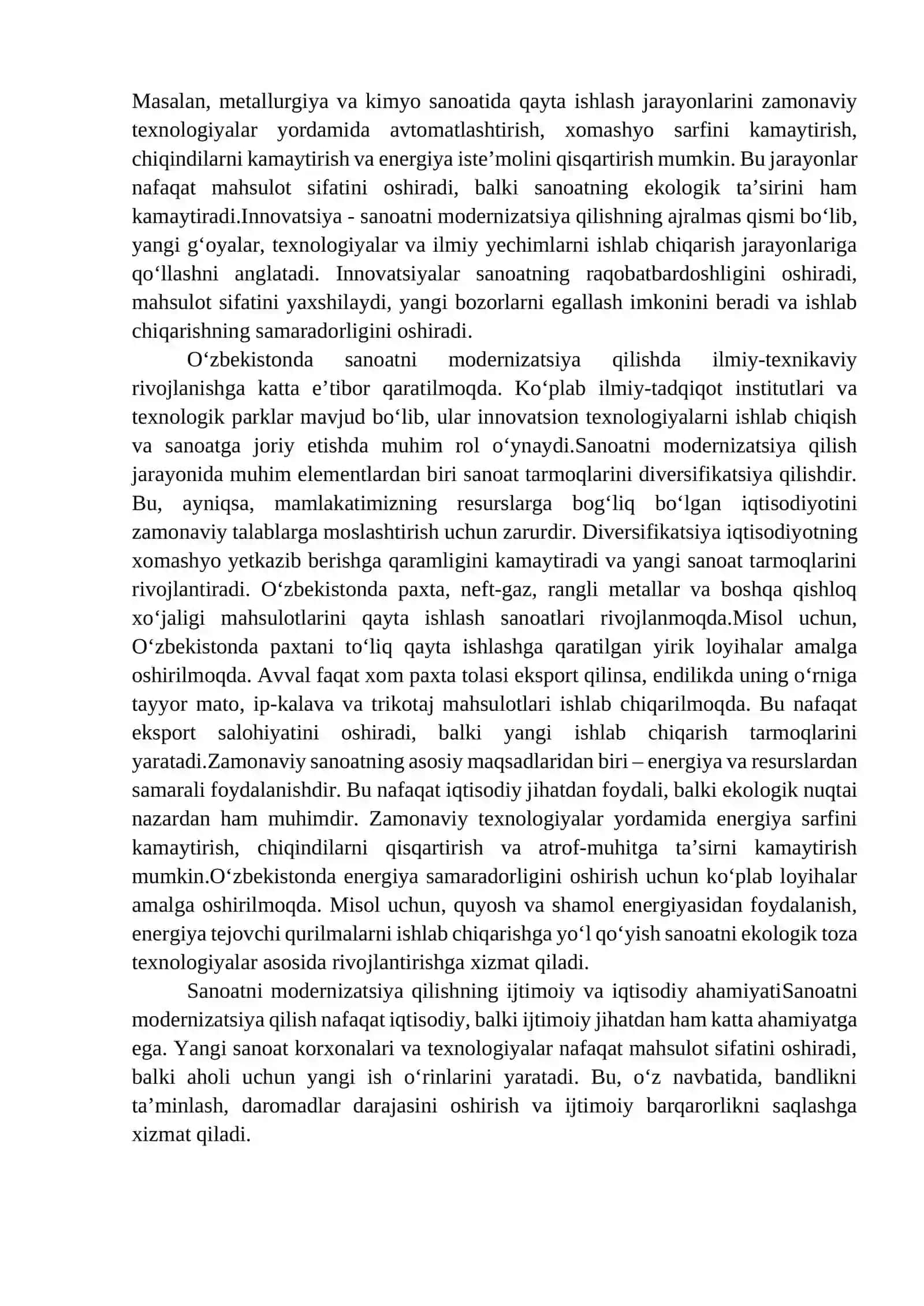 MAMLAKATIMIZDA SANOATNI MODERNIZATSIYA QILISH 4
