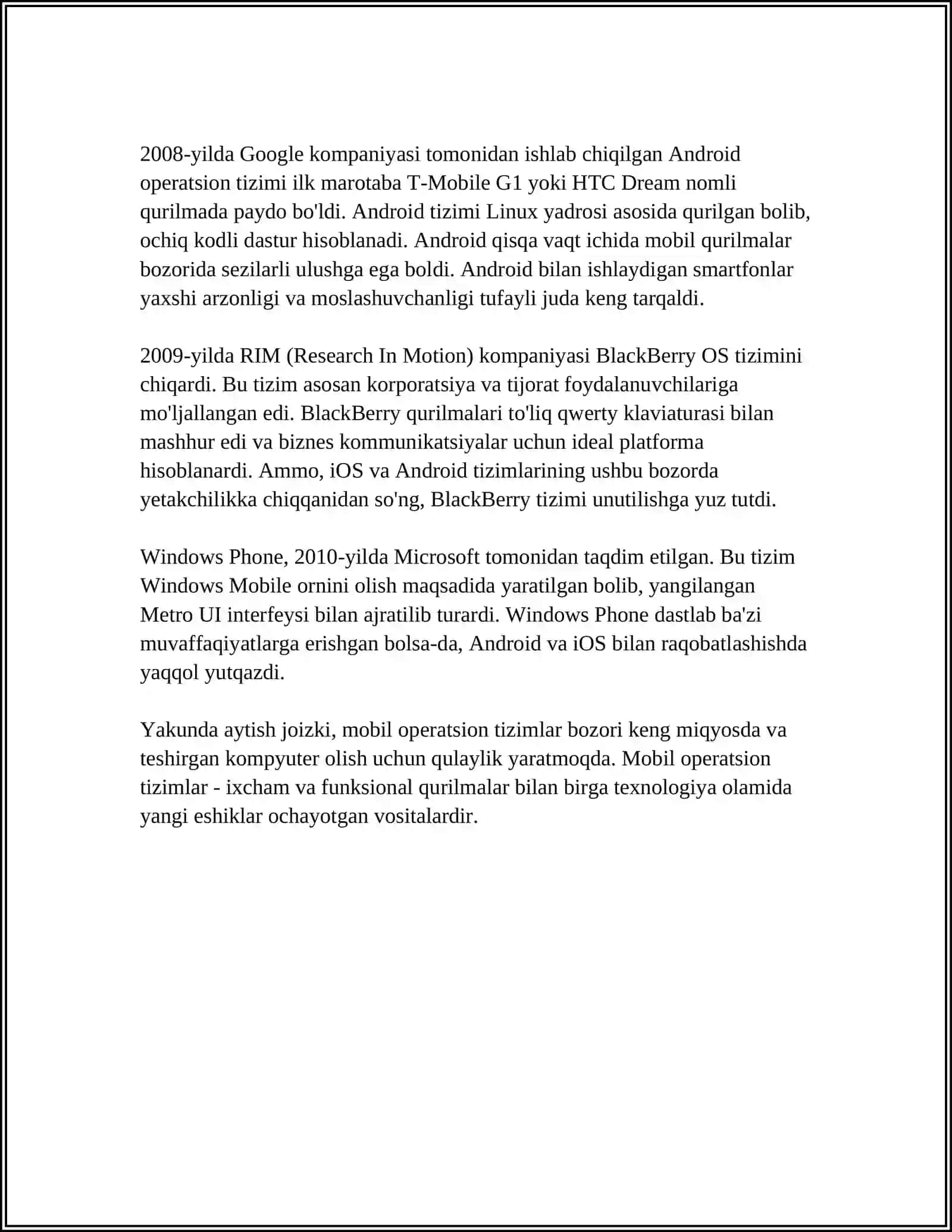 MOBIL QURILMALARNING OPERATSION QURILMALARI 4