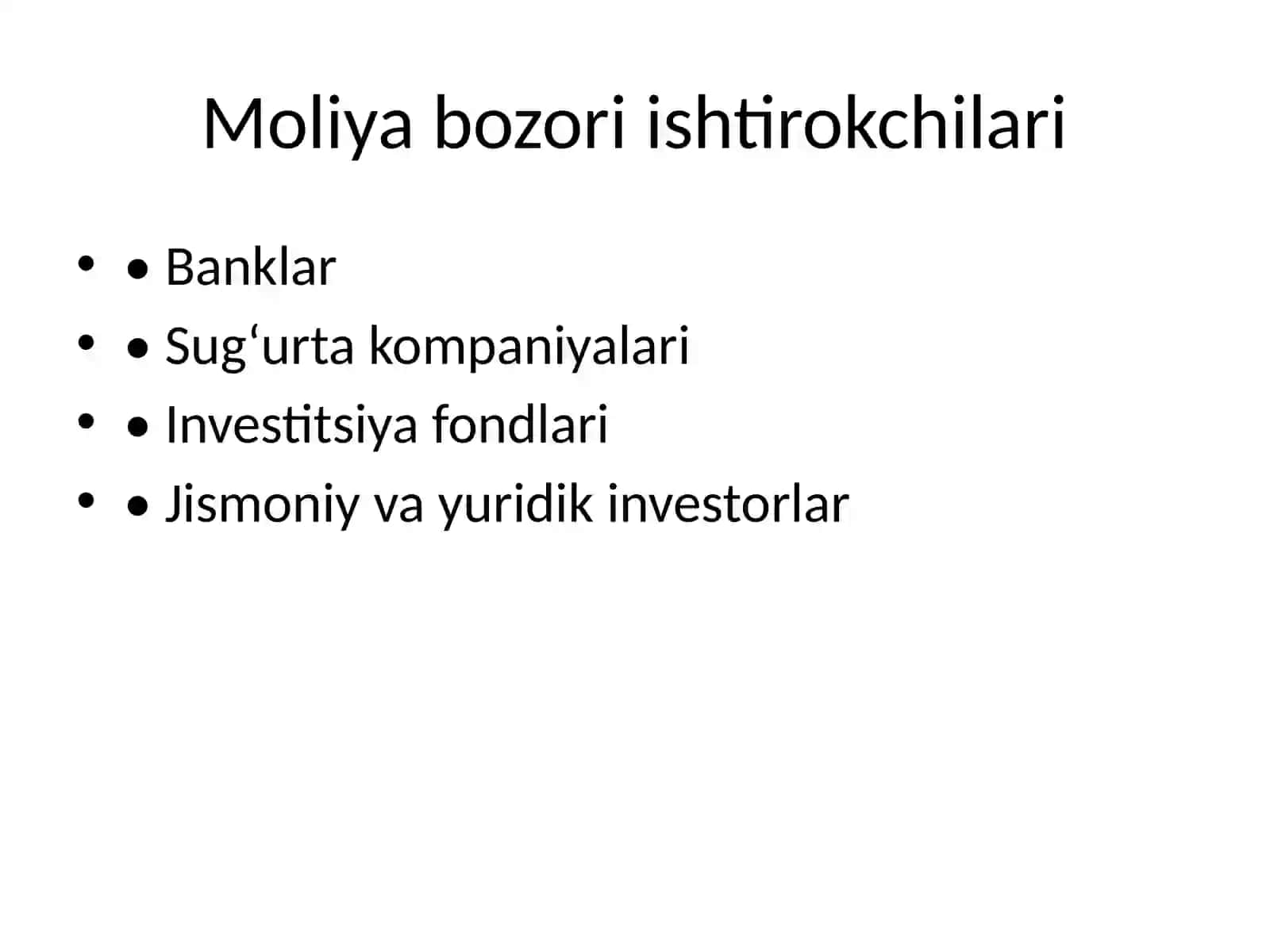 Moliya bozori, makroregulyatorlari va hisobotlar tizimi 4