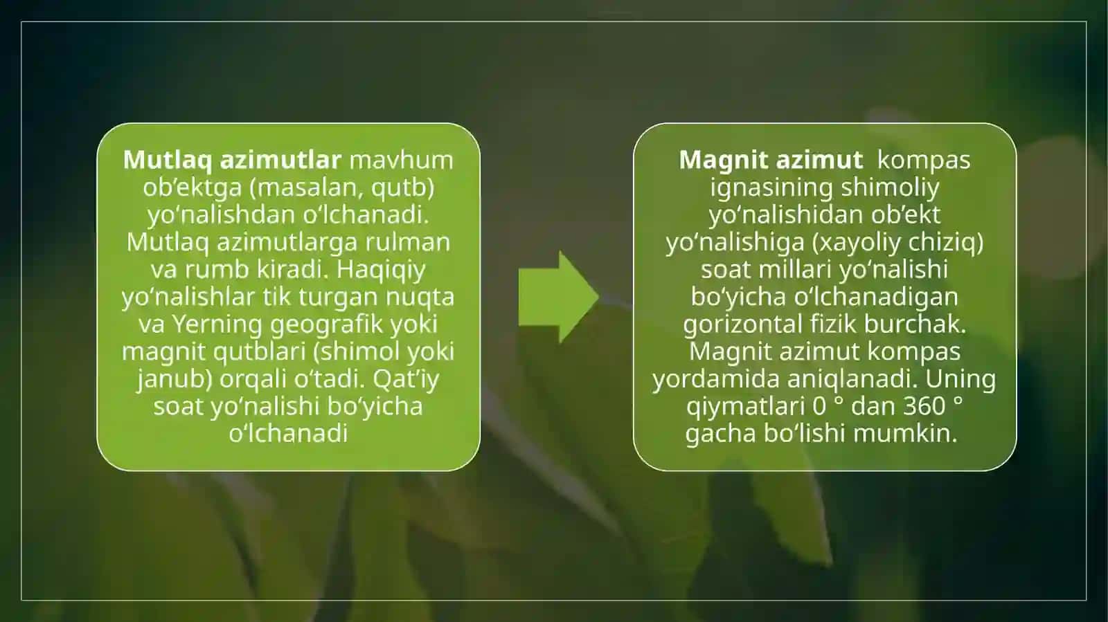 Azimutlar, magnit og’ishlari, direkt burchaklar meridianlar yaqinlashishi 4