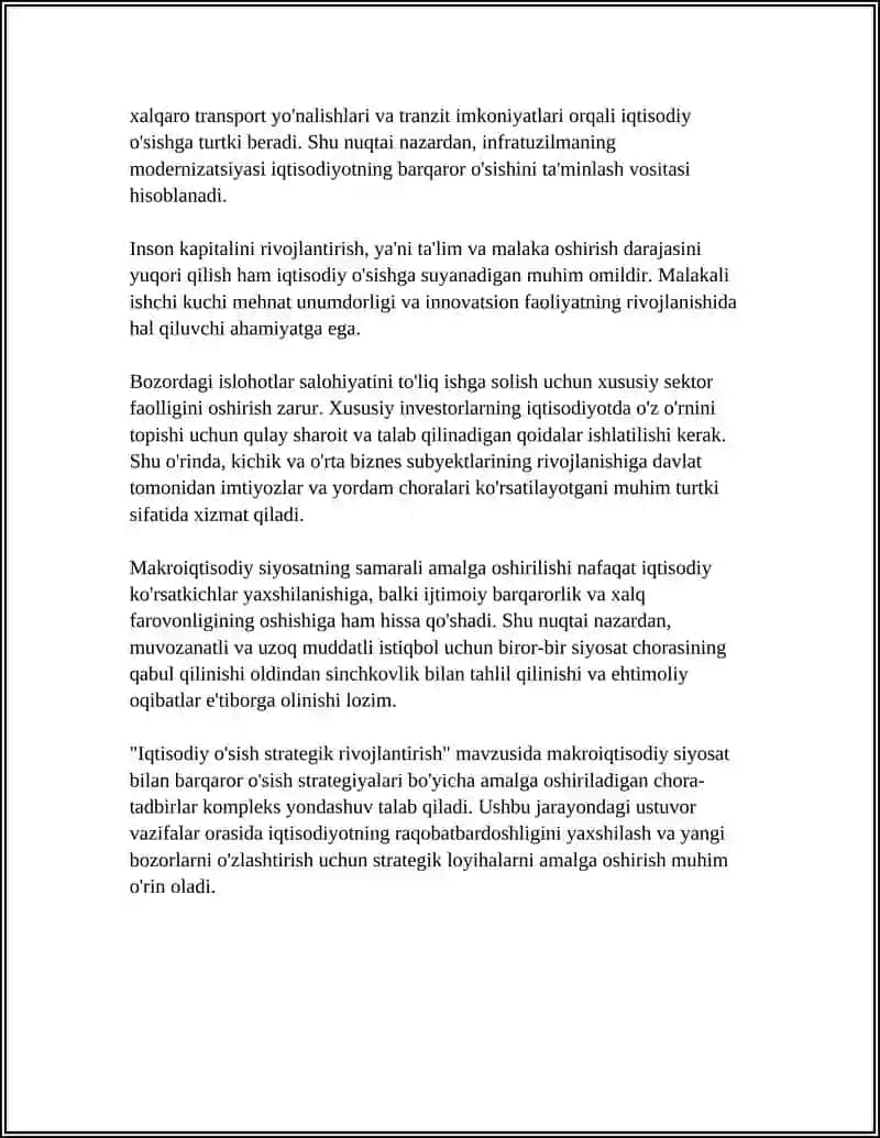 IQTISODIY O'SISH STRATEGIK RIVOJLANTIRISH 4