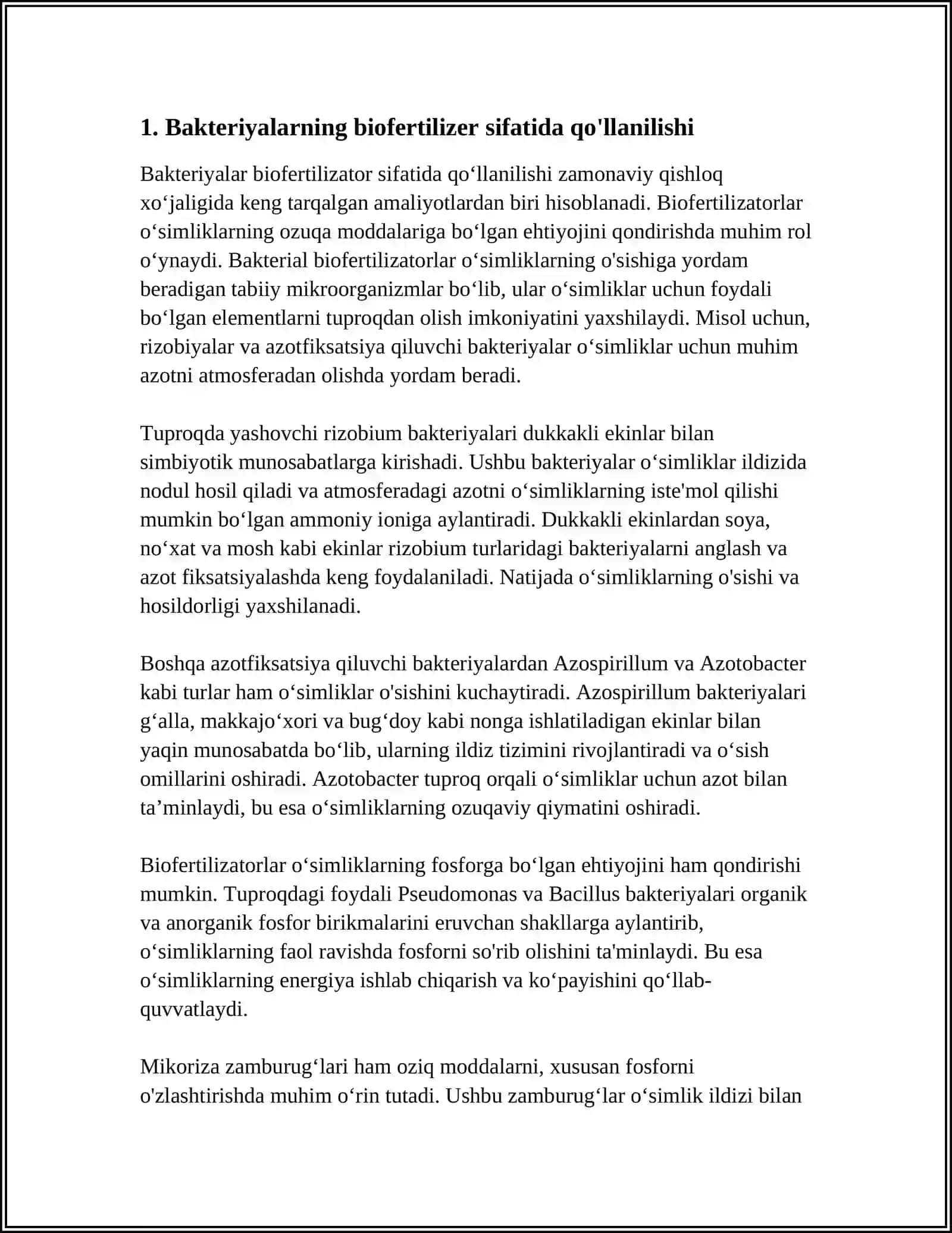 BAKTERIYALARNI SANOATTA VA QISHLOQ XOJALIGIDA FOYDALANISH 4