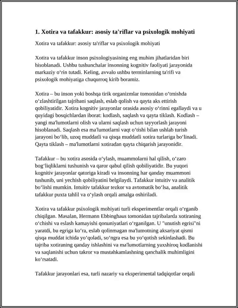 Xotira va tafakkur: asosiy ta'riflar va psixologik mohiyati 4