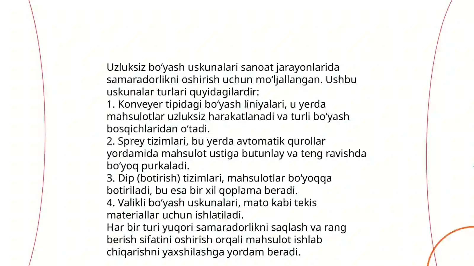 Matolarni uzluksiz usulda boʻyash jihozlari 4