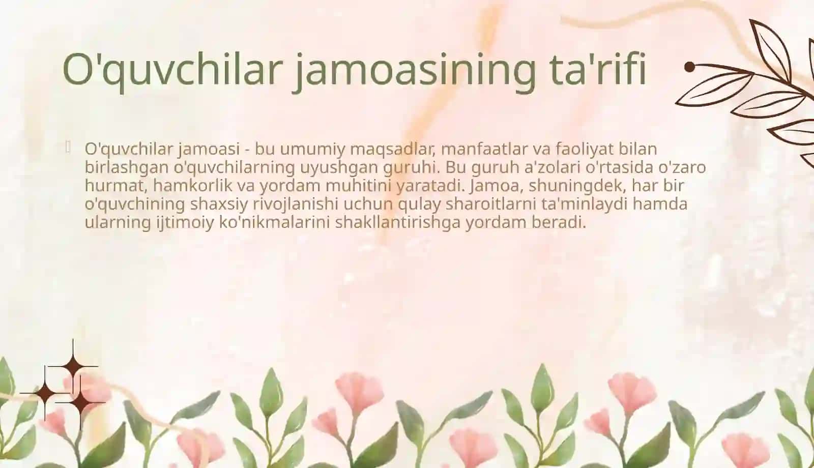 Oʻquvchilar jamoasi -yagona pedagogik jarayonning asosiy shakli 4