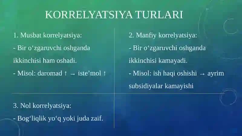 IQTISODIY O‘ZGARUVCHILAR O‘RTASIDAGI KORRELYATSIYA TAHLILI 4