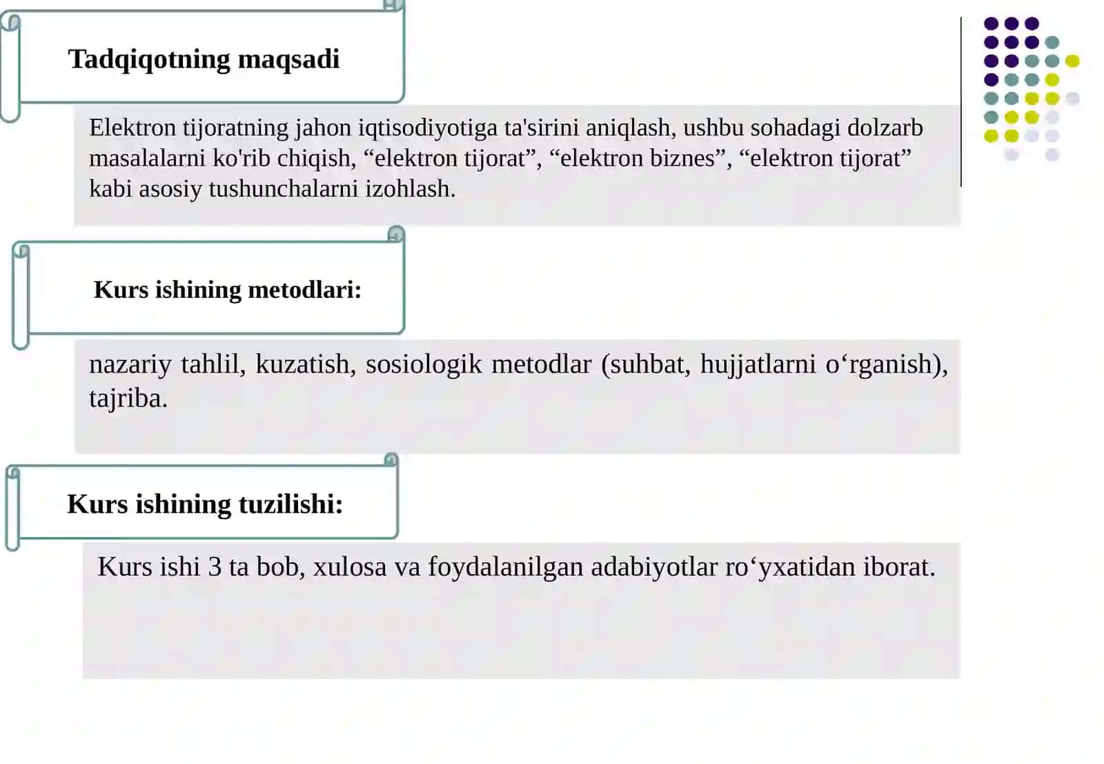 "Elektrontijorat va elektron savdo xususiy belgilar va farqlari." 4