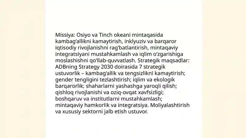 Osiyo taraqqiyot banki 4
