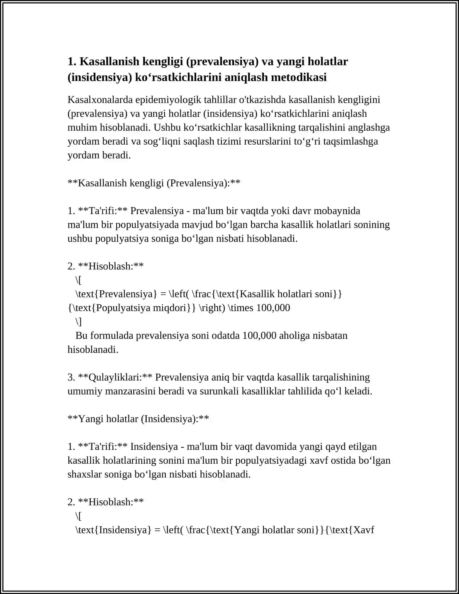 DAVOLASH PROFILAKTIKA VA SANITARIYA EPIDEMIOLOGIYA MUASSASALARI FAOLIYATINING ASOSIY KOʻRSATKICHLARINI ANIQLASH 4
