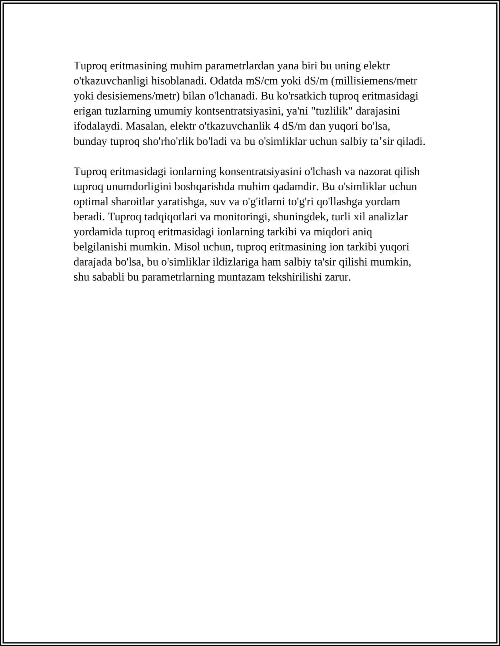 MUSTAQIL ISH Mavzu: TUPROQ ERITMASIDAGI IONLAR ULARNING NISBATI VA ANTAGONIZMI 4