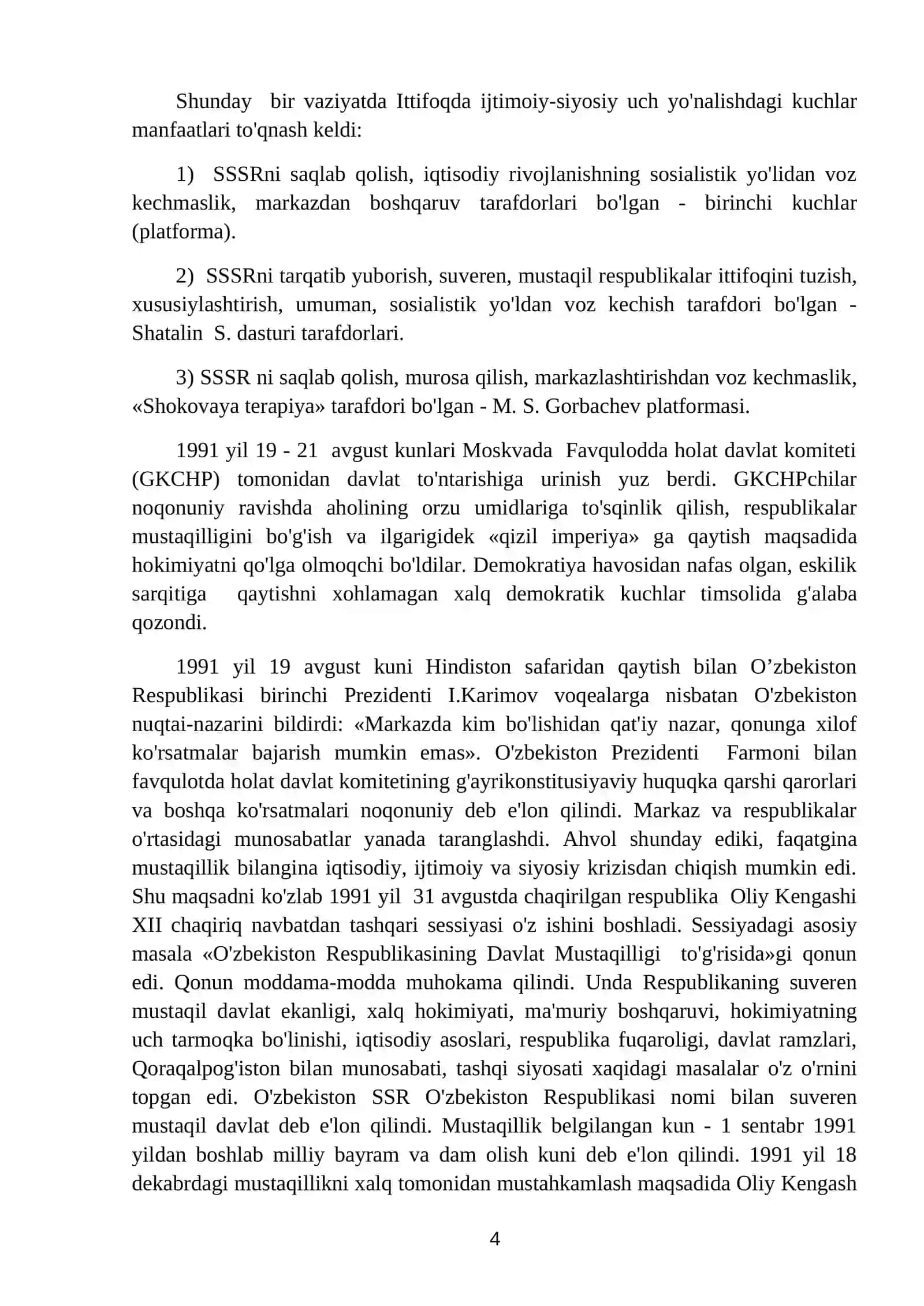 O'zbekiston respublikasining tashkil topishi va uning tarixiy ahamiyati 4