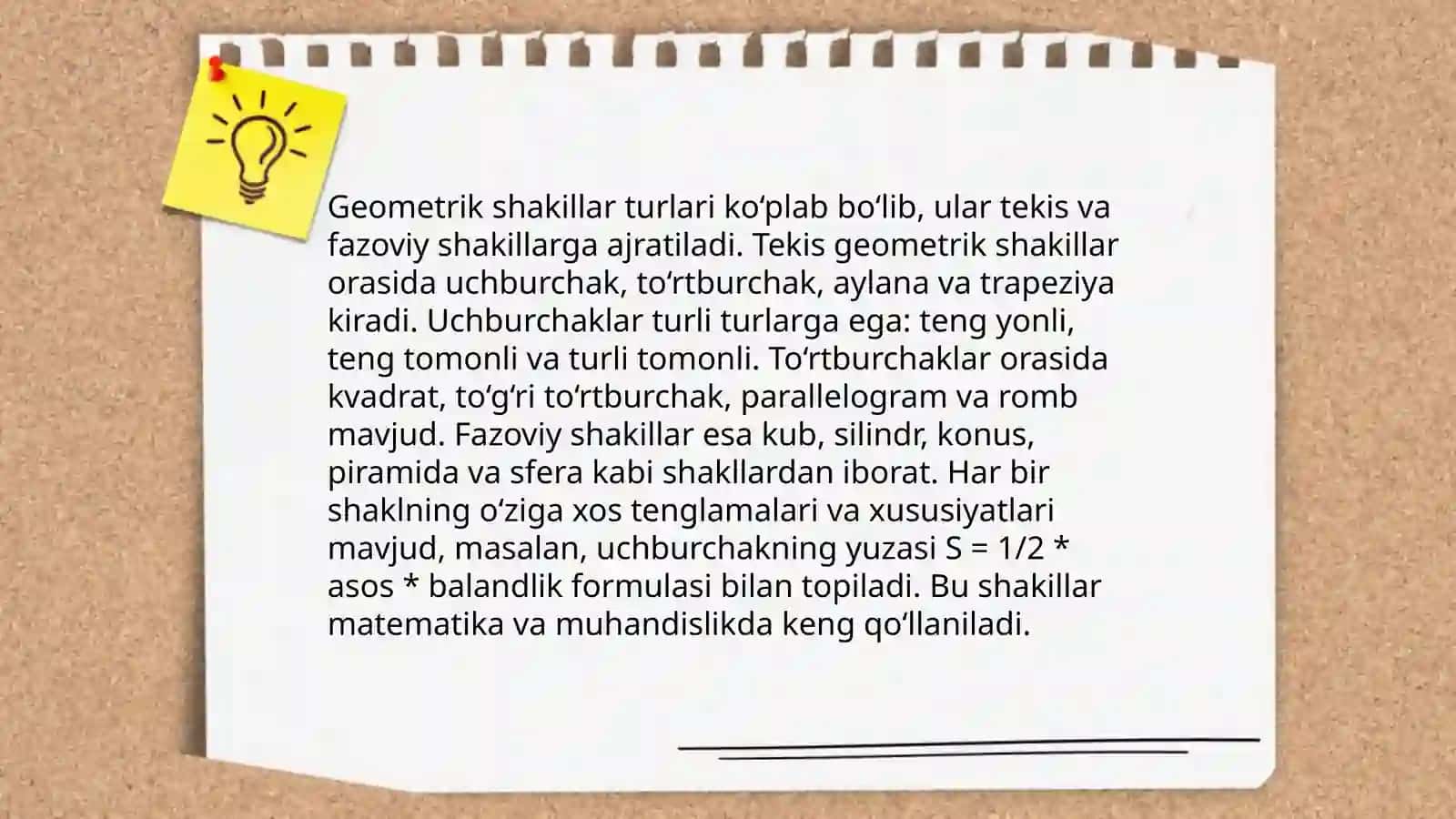 Sodda va yassi shakillarni yasash. Uchburchak turlari 4