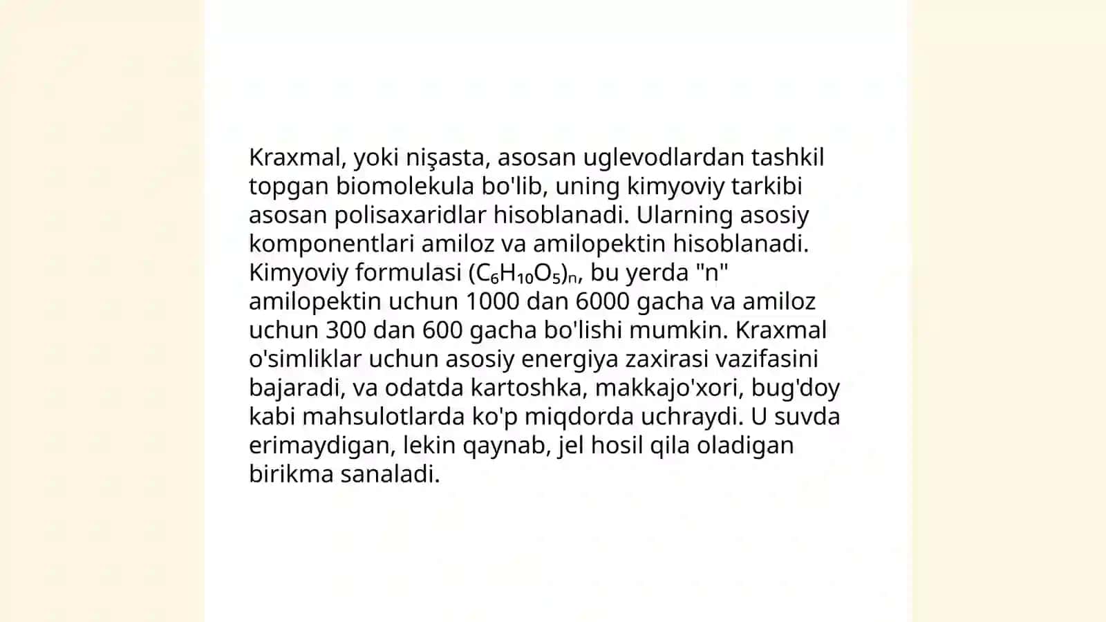 Kraxmalning tuzilishi va kimyoviy tarkibi 4