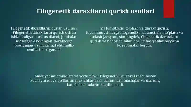 Filogenetik Daraxtga Oid Masala Va Mashqlar Tuzish Hamda Yechish Metodikasi 4