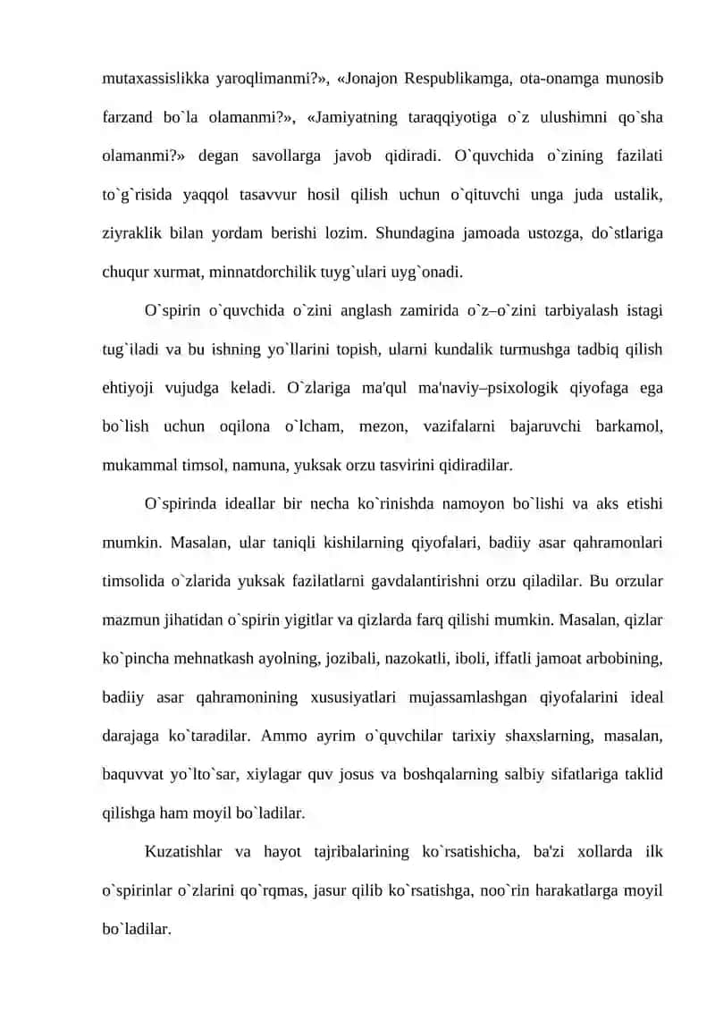 Ilk o`spirinlik davrida o`quv-kasbiy faoliyatning yetakchi faoliyatga aylanishi va kasb tanlash muammosi 4