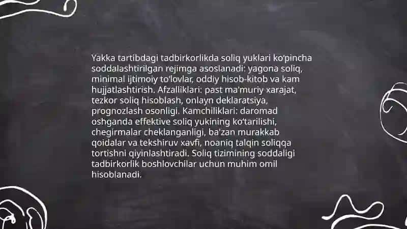 Yakka tartibdagi tadbirkorlikning iqtisodiy ustunliklari va kamchiliklar 4