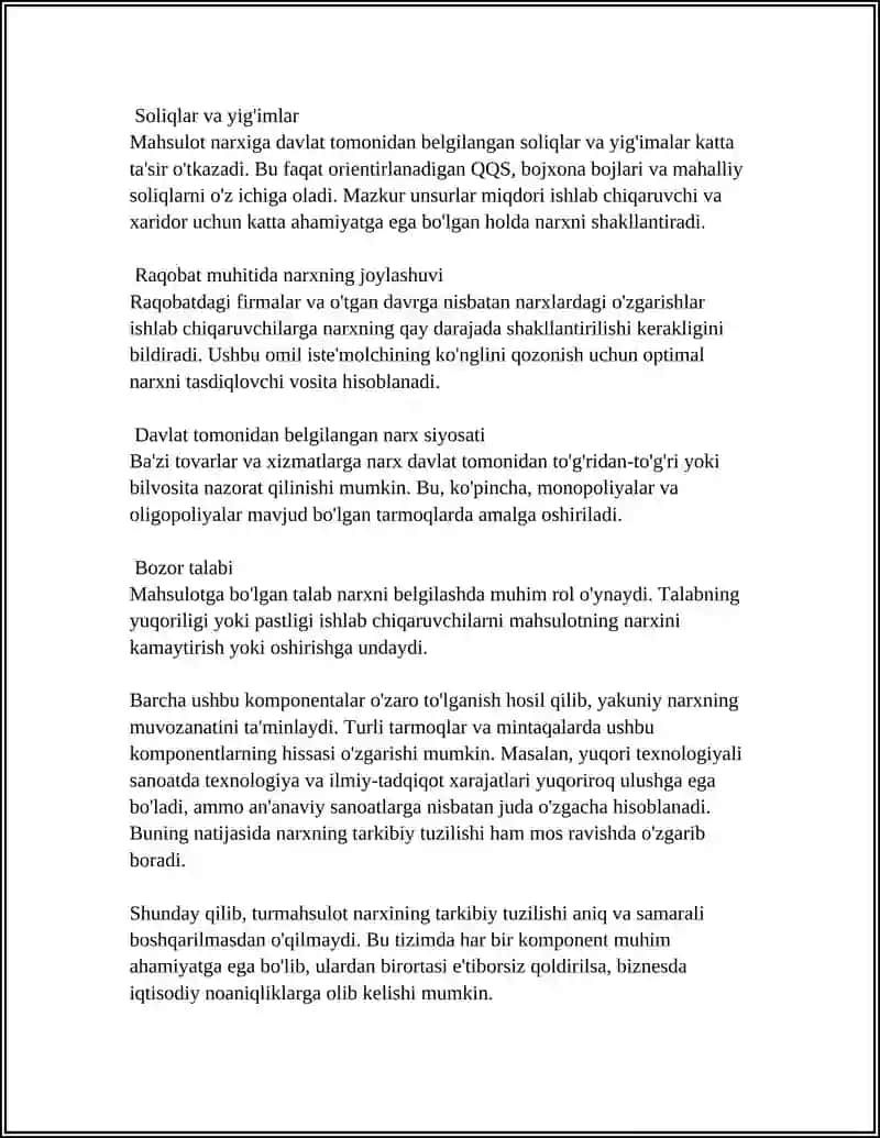 TURMAHSULOT NARXINING TARKIBIY TUZILISHI 4