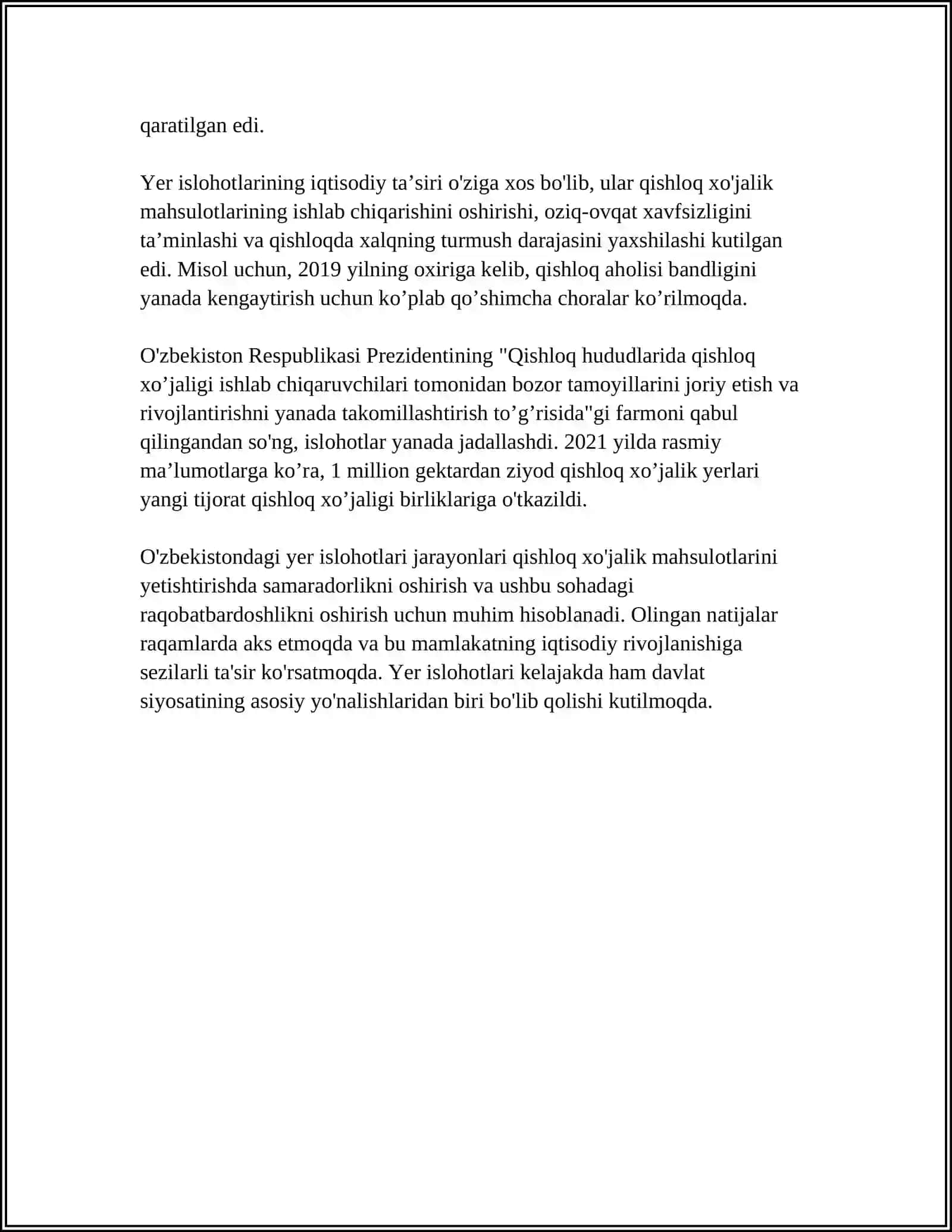 MUSTAQILLIK YILLARIDA QISHLOQ XO’JALIGI VA SANOAT SOHASIDAGI O’ZGARISHLAR 4