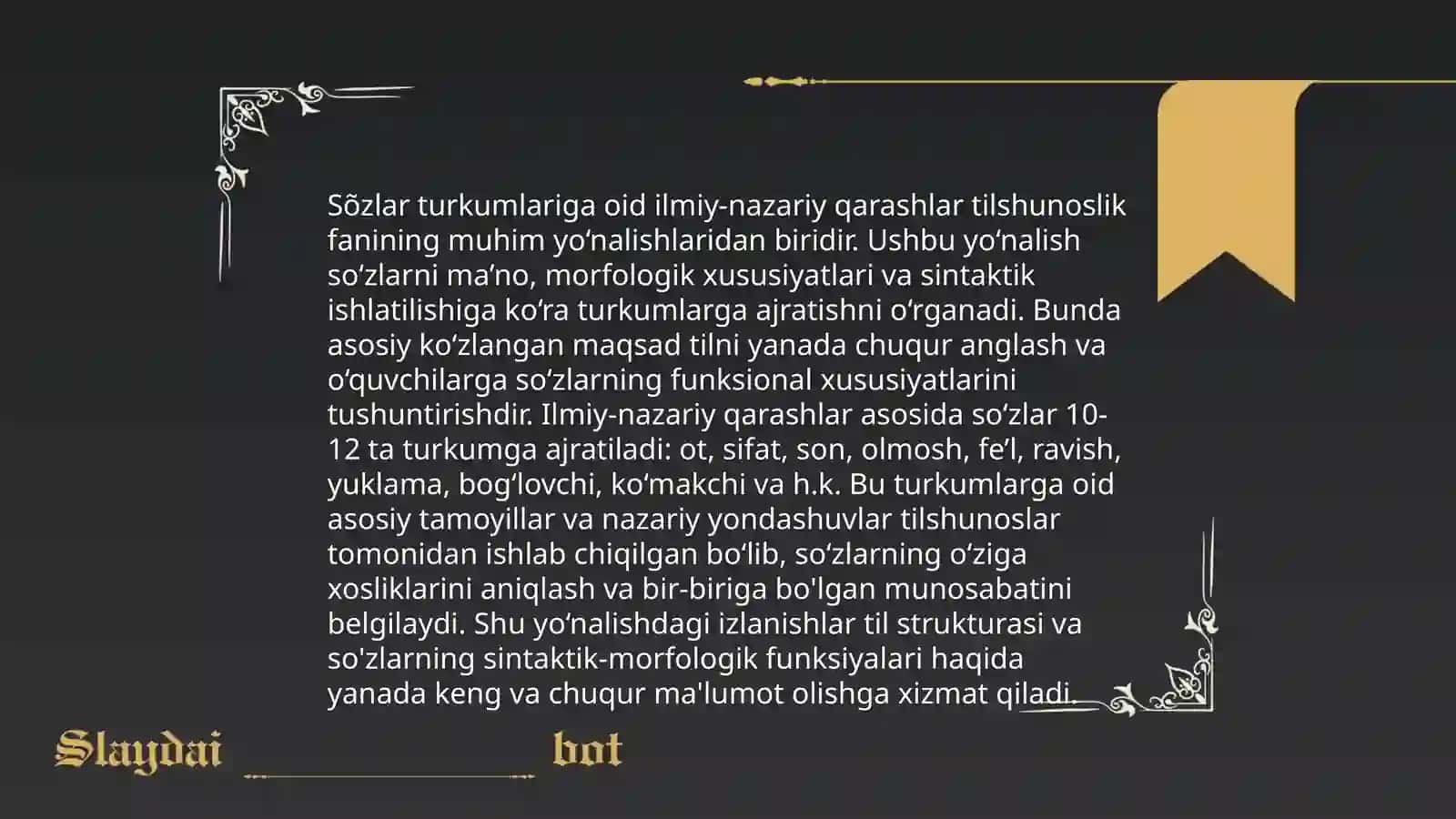 Sõzlarni turkumlarga ajratish yuzasidan ilmiy qarashlarni mushohada etish 4