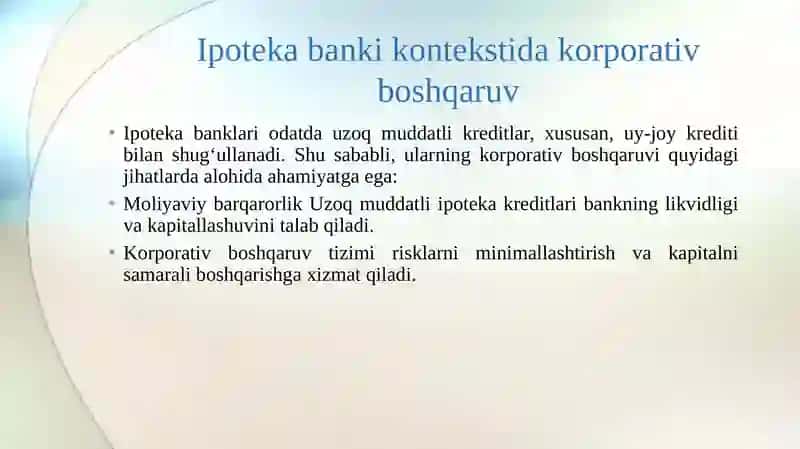 Ipoteka bankining korporativ boshqaruv tizimi. 4