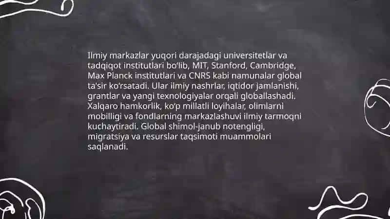 Dunyoning ilmiy landshafti va evolutsiyasi mavzusida referat tayyorlash 4