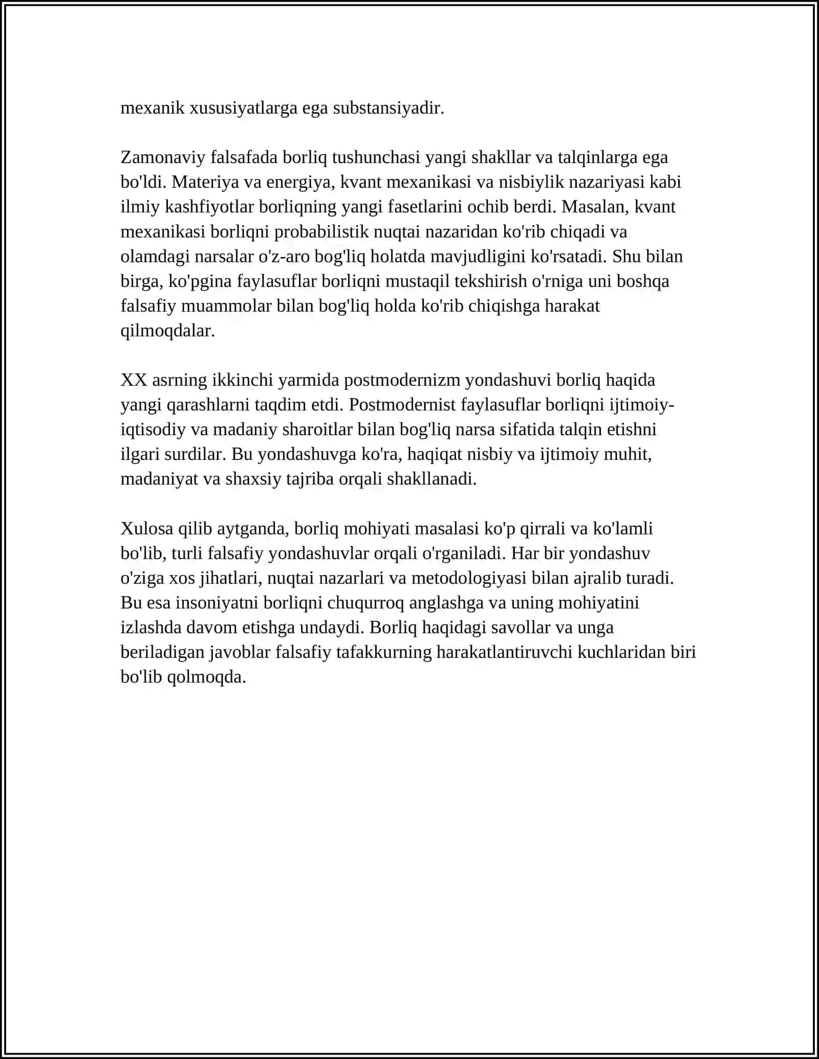 FALSAFA VA TABIIY ILMIY FANLARDA BORLIQNING MOHIYATIGA FANLARDA BORLIQNING MOHIYATIGA KONSEPSIYALAR 4